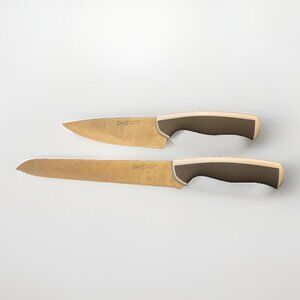 2-piece IKEA ANDLIG Knife Set Light Gray & White Firm Grip Stainless Steel Blade
